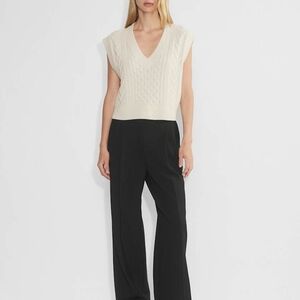 Babaton Emporia Cable-Knit V-Neck Sweater Vest - cream - M